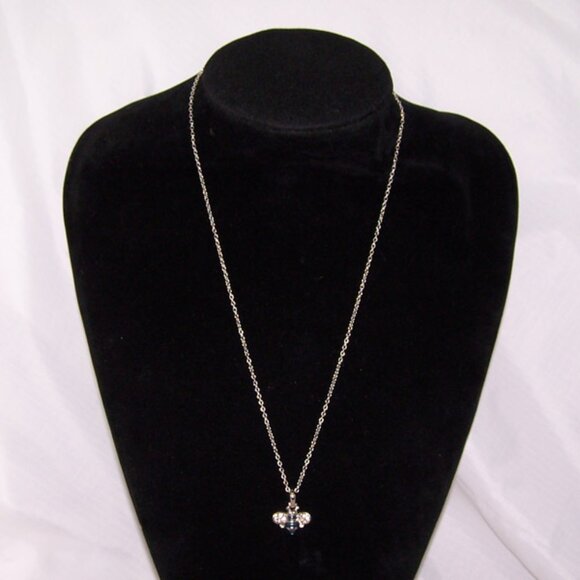 Bubble Bee Blue Enamel and Rhinestones Necklaces - Picture 2 of 5